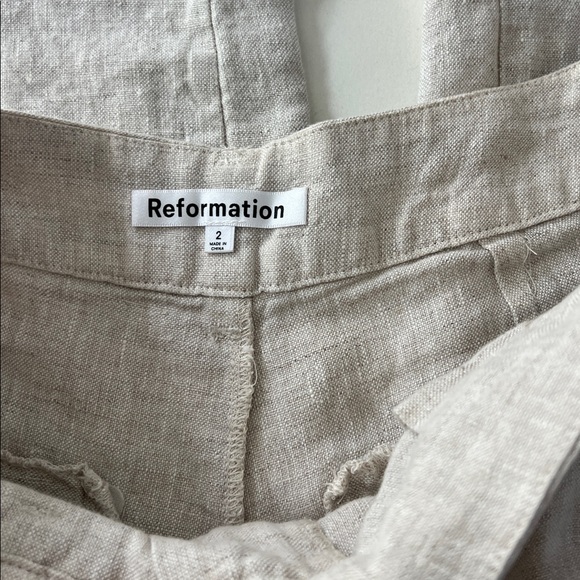 Reformation Asher Low Rise Wide Leg 100% Linen Pant in Oatmeal Size 2 $198 - Picture 11 of 12